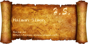 Haiman Simon névjegykártya